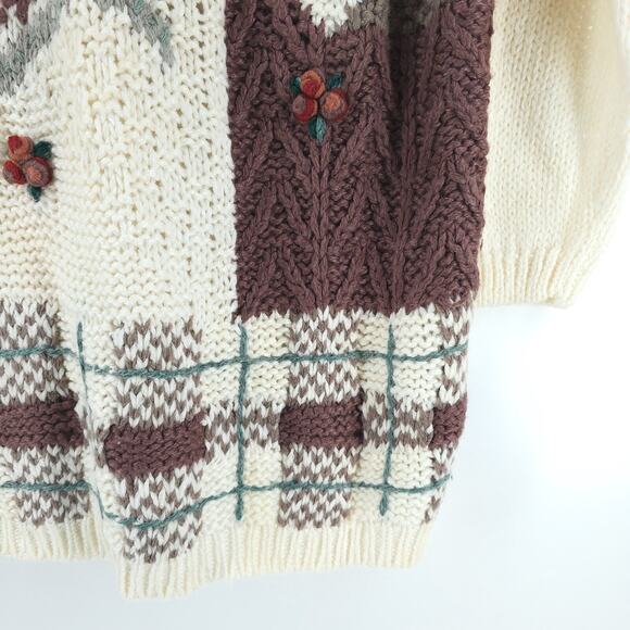 Vtg Deadstock Cottagecore Y2K Shennanigan's Hand Knit 3D Heritage Floral Tunic L - Picture 8 of 16